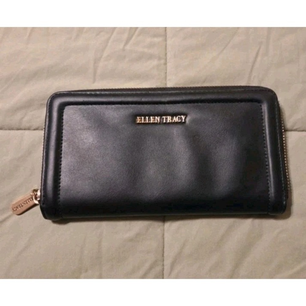 Ellen Tracy Black Zip-Around Women's Wallet with ID Window
